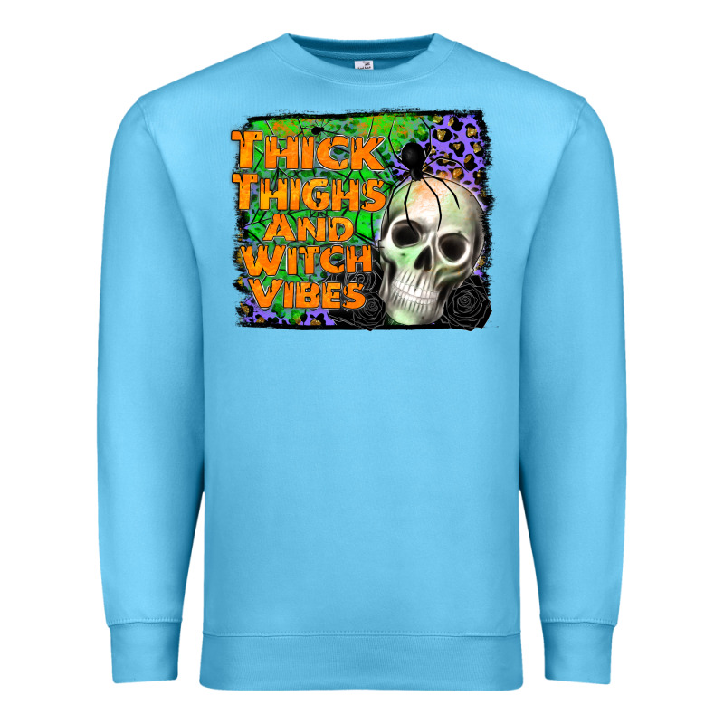 Thick Thighs And Witch Vibes Premium Sweatshirt by JahusDesignShop | Teevron