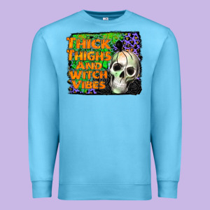 Thick Thighs And Witch Vibes Premium Sweatshirt Designed By Jahusdesignshop