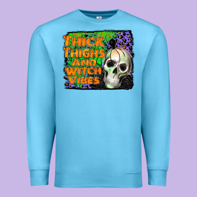 Thick Thighs And Witch Vibes Premium Sweatshirt Designed By Jahusdesignshop