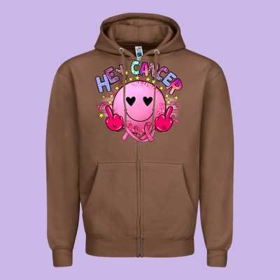 Hey Cancer Zipper Hoodie Designed By Jahusdesignshop