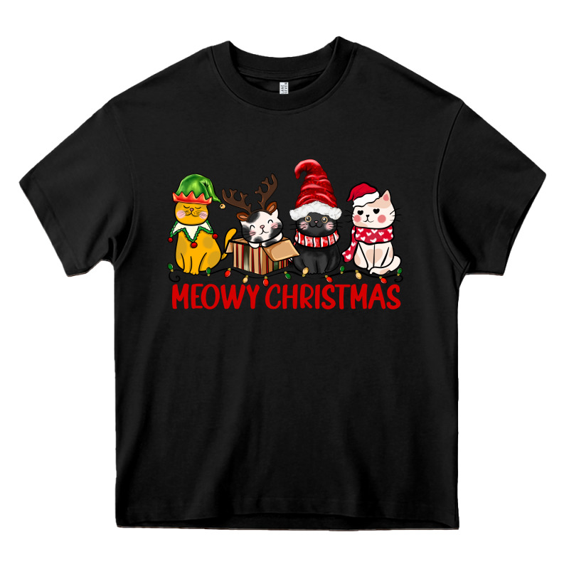Meowy Christmas Heavy Core Tee by CowGirlArtShop | Teevron