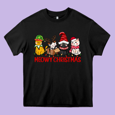 Meowy Christmas Heavy Core Tee Designed By Cowgirlartshop
