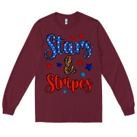 Burgundy stars & stripes Long Sleeve Tee - BundleAndBundleShop