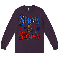 Plum stars & stripes Long Sleeve Tee - BundleAndBundleShop