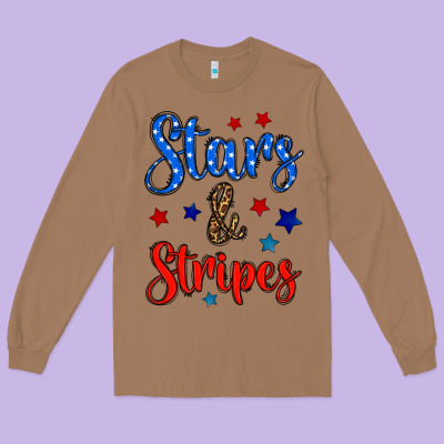 Stars & Stripes Long Sleeve Tee Designed By Bundleandbundleshop