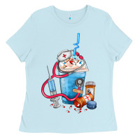 Baby Blue Nurse frappe coffee Ladies Tee - FaDigitalArtStudio