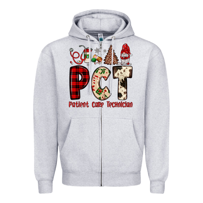 Pct Patient Care Technician  Christmas Zipper Hoodie by JahusDesignShop | Teevron