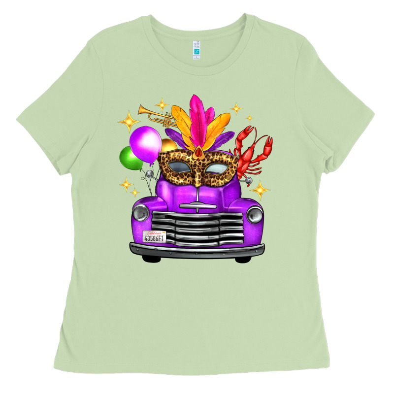 Mardi Gras Truck Leopard Mask Ladies Tee by FaDigitalArtStudio | Teevron