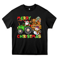 Black merry christmas crew tractor Heavy Core Tee - CowGirlArtShop