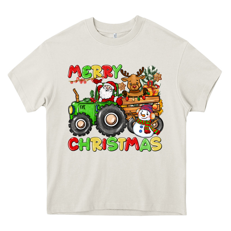 Merry Christmas Crew Tractor Heavy Core Tee by CowGirlArtShop | Teevron
