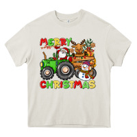 Cream merry christmas crew tractor Heavy Core Tee - CowGirlArtShop