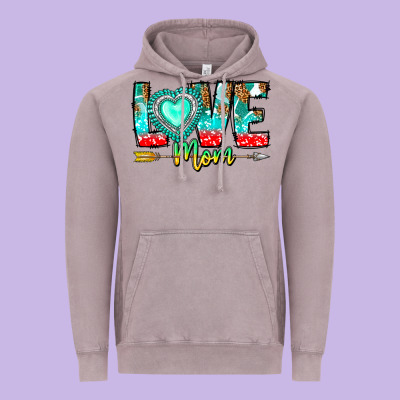 Love Mom Vintage Hoodie Designed By Cowhidedigitalart