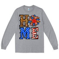 Heather Grey 4th of july home Long Sleeve Tee - BundleAndBundleShop
