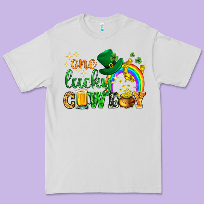 One Lucky Cowboy St. Patricks Day Premium Tee Designed By Howdyjamesfarm
