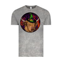 Cloud Rock halloween highland cow round Vintage Tee - RanaPortraitStore