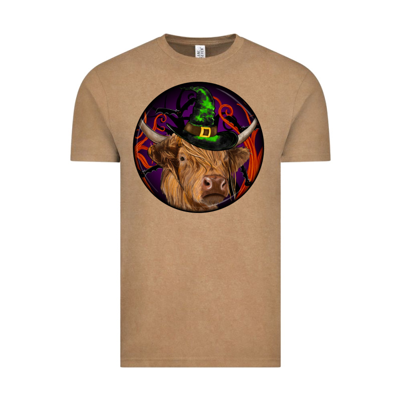 Halloween Highland Cow Round Vintage Tee by RanaPortraitStore | Teevron