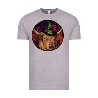 Vintage Zinc halloween highland cow round Vintage Tee - RanaPortraitStore