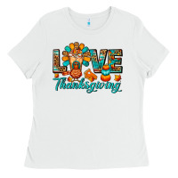 White Love Thanksgiving Gobble And Frappe Ladies Tee - FaDigitalArtStudio