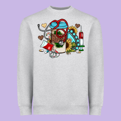 Christmas Sunflower Gemstone Nurse Heavyweight Sweatshirt Designed By Jahusdesignshop