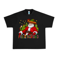 Black Feliz Navidad Santa With Cactus Urban Heavy Tee - BundleAndBundleShop