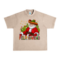French Oak Feliz Navidad Santa With Cactus Urban Heavy Tee - BundleAndBundleShop