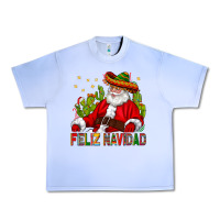 Grape Ice Feliz Navidad Santa With Cactus Urban Heavy Tee - BundleAndBundleShop