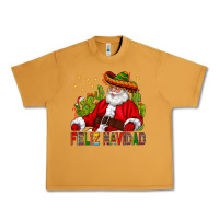 Peanut Butter Feliz Navidad Santa With Cactus Urban Heavy Tee - BundleAndBundleShop