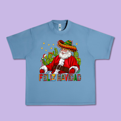 Feliz Navidad Santa With Cactus Urban Heavy Tee Designed By Bundleandbundleshop