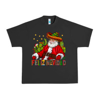 Pigment Black Feliz Navidad Santa With Cactus Urban Heavy Tee - BundleAndBundleShop
