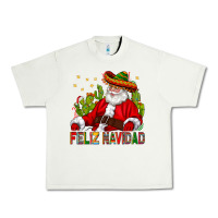 Pistachio Feliz Navidad Santa With Cactus Urban Heavy Tee - BundleAndBundleShop