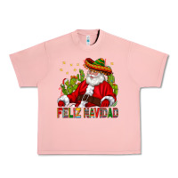 Salmon Feliz Navidad Santa With Cactus Urban Heavy Tee - BundleAndBundleShop