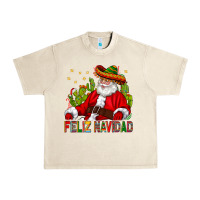 Sandshell Feliz Navidad Santa With Cactus Urban Heavy Tee - BundleAndBundleShop