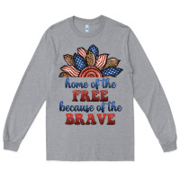 Heather Grey home of the free because of the brave Long Sleeve Tee - BundleAndBundleShop