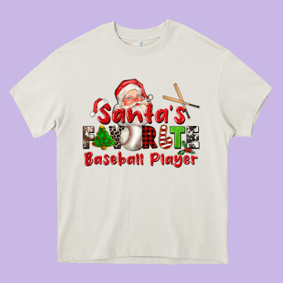 Santas Favorite Baseball Player Heavy Core Tee Designed By Cowgirlartshop