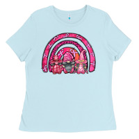 Baby Blue breast cancer rainbow gnomes Ladies Tee - FaDigitalArtStudio