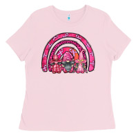 Bubblegum Pink breast cancer rainbow gnomes Ladies Tee - FaDigitalArtStudio