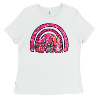 White breast cancer rainbow gnomes Ladies Tee - FaDigitalArtStudio