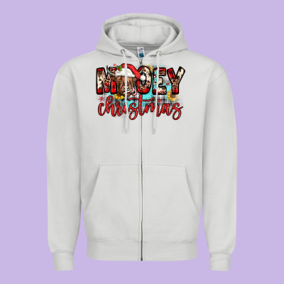 Mooey Christmas Sunflower Zipper Hoodie Designed By Jahusdesignshop