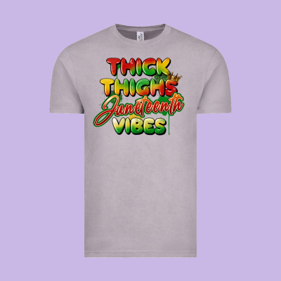 Thick Thighs Juneteenth Vibes Vintage Tee Designed By Fadigitalartstudio