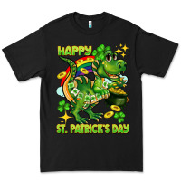 Black Happy St. Patrick's Day T-rex Premium Tee - CowGirlArtShop