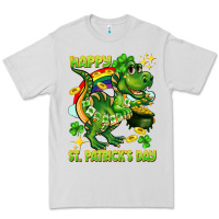 Dove Grey Happy St. Patrick's Day T-rex Premium Tee - CowGirlArtShop