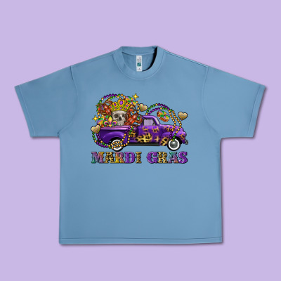 Mardi Gras Skull Truck Urban Heavy Tee Designed By Fadigitalartstudio