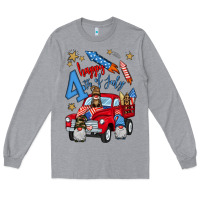 Heather Grey 4th of july truck  1 Long Sleeve Tee - BundleAndBundleShop