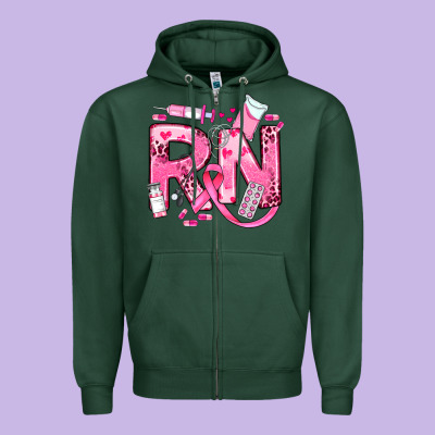 Breast Cancer Rn Registered Nurse Zipper Hoodie Designed By Jahusdesignshop