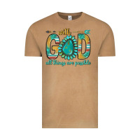 With God All Things Are Possible With Turquoise Gemstone Bbs Vintage Tee | Teevron