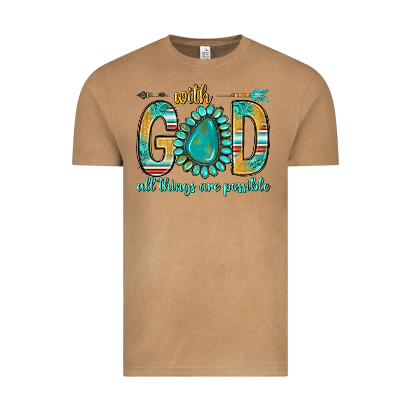 With God All Things Are Possible With Turquoise Gemstone Bbs Vintage Tee by BundleAndBundleShop | Teevron