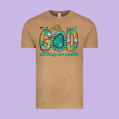 With God All Things Are Possible With Turquoise Gemstone Bbs Vintage Tee Designed By Bundleandbundleshop