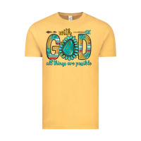 Vintage Mustard with god all things are possible with turquoise gemstone bbs Vintage Tee - BundleAndBundleShop