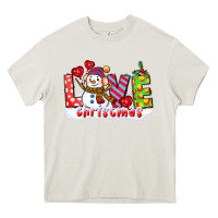 Cream love christmas snowman Heavy Core Tee - CowGirlArtShop