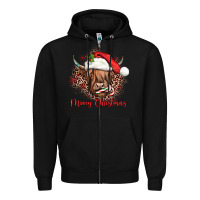 Black mooey christmas cow Zipper Hoodie - JahusDesignShop